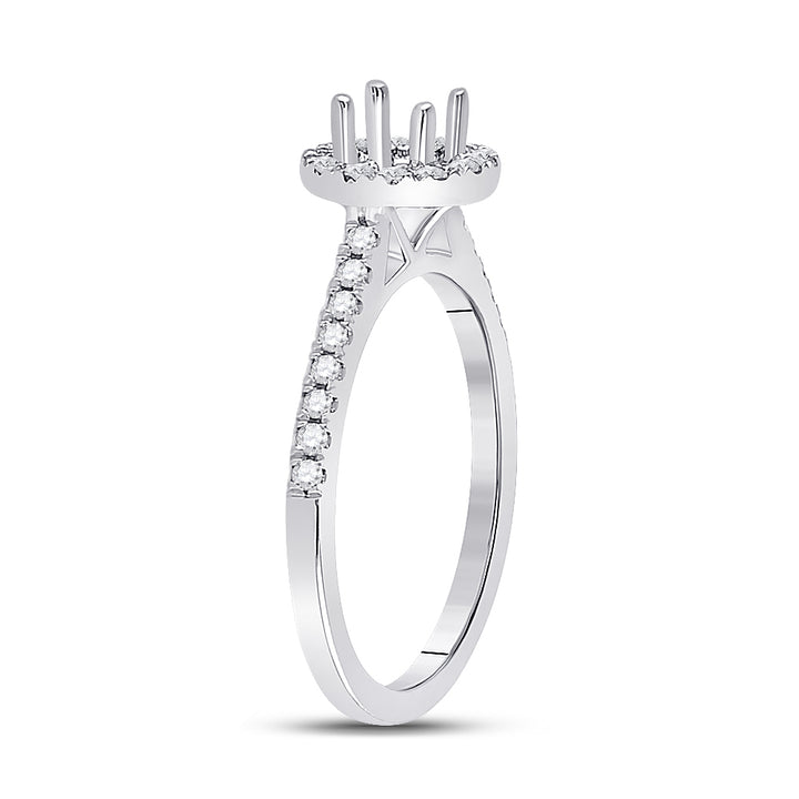 14kt White Gold Womens Round Diamond 1/2 Ct Rd Center Halo Bridal Wedding Semi-Mount Ring 1/3 Cttw 7 Daisy Joyeria