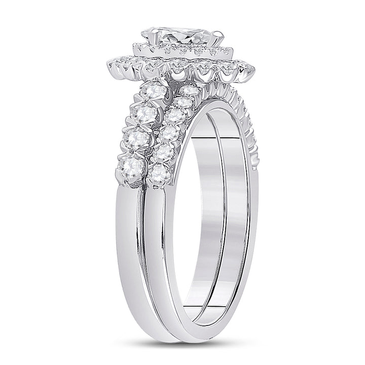 1 1/2CTW-DIA ANA M 3/8CT-CPEAR BRIDAL SETS SINGLE HALO 7 Daisy Joyeria