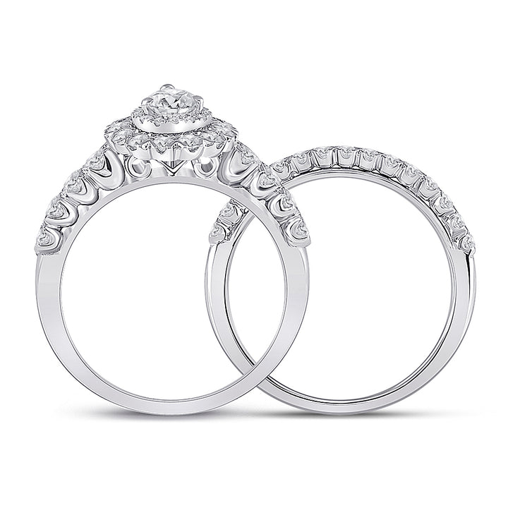 1 1/2CTW-DIA ANA M 3/8CT-CPEAR BRIDAL SETS SINGLE HALO 7 Daisy Joyeria
