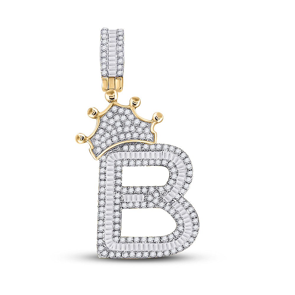 1 CT-DIA P1 CROWN INITIAL "B" MENS PENDANT Daisy Joyeria