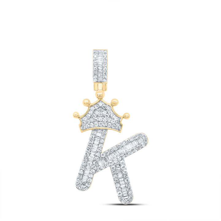 5/8CT-DIA P1 CROWN INITIAL "K" MENS PENDANT Daisy Joyeria
