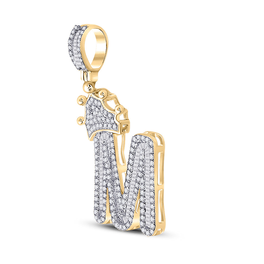 7/8CT-DIA P1 CROWN INITIAL "M" MENS PENDANT Daisy Joyeria