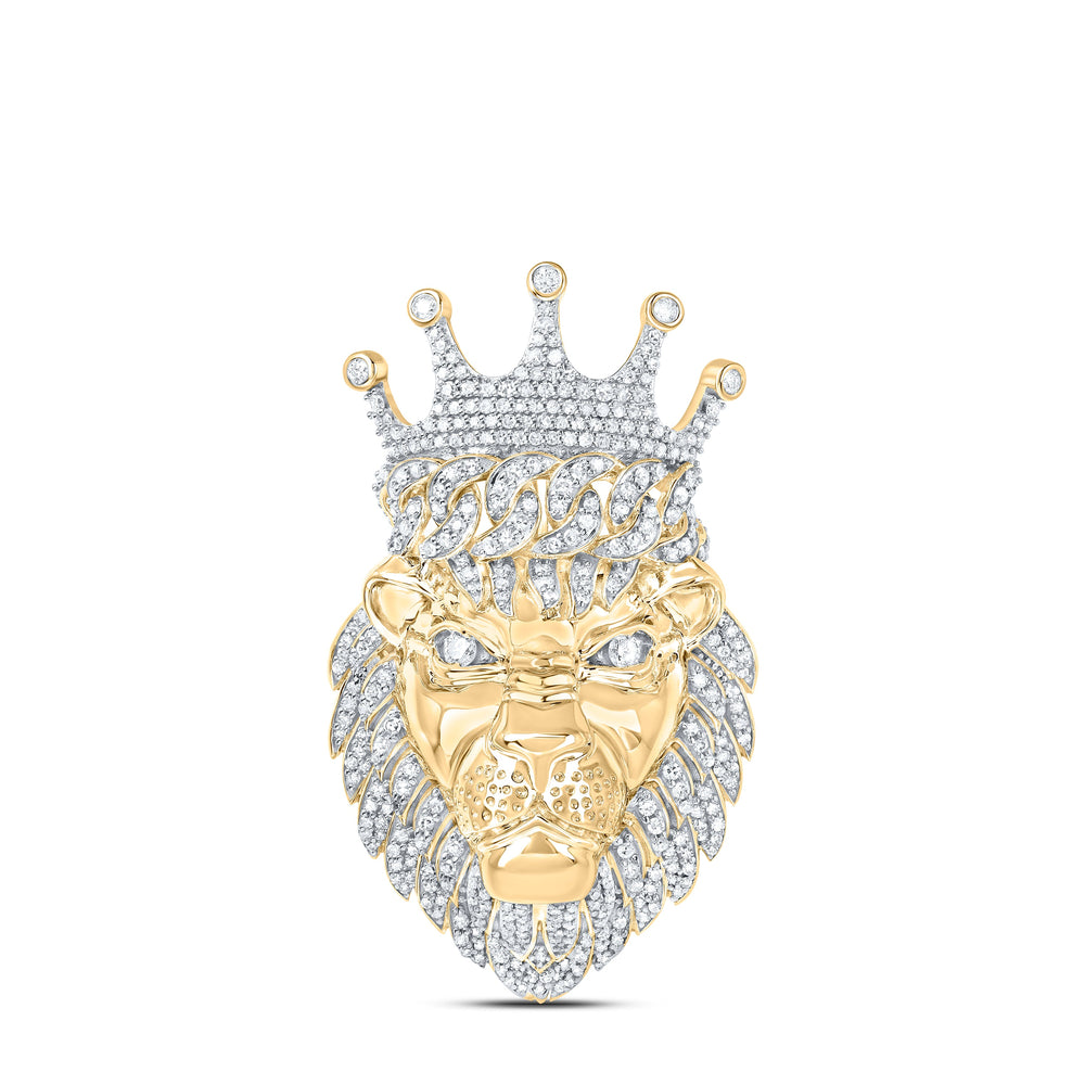 1 3/4CT-DIA NK LION FACE MENS CHARM Daisy Joyeria