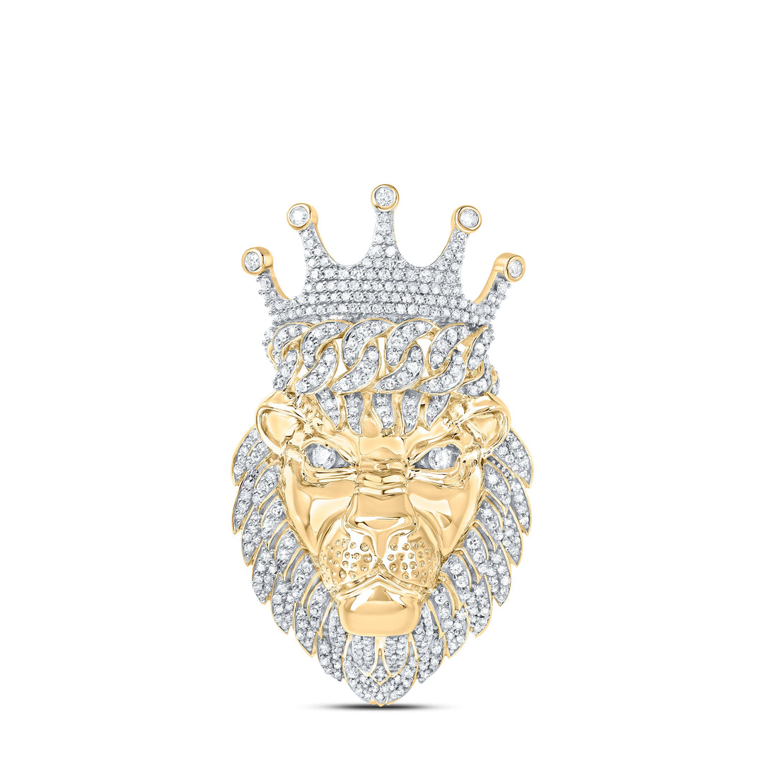 1 3/4CT-DIA NK LION FACE MENS CHARM Daisy Joyeria