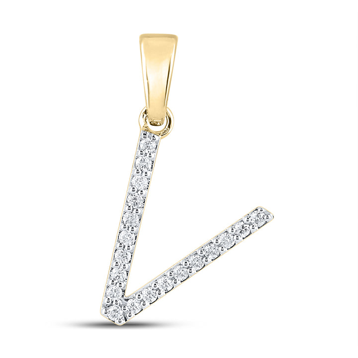 1/8CT-DIA CN LADIES INITIAL "V" PENDANT Daisy Joyeria