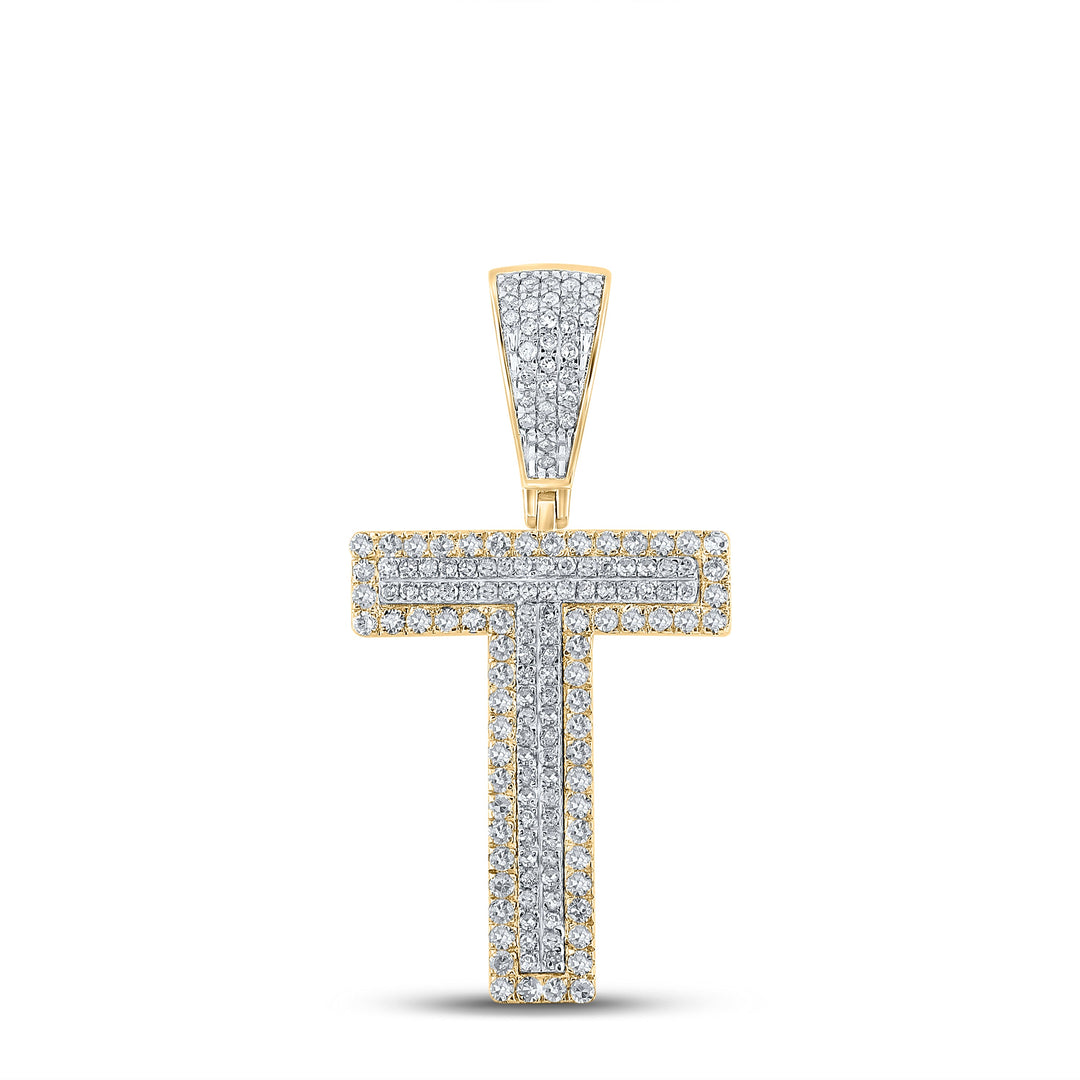 5/8CTW-DIA CN INITIAL "T" MENS CHARM Daisy Joyeria