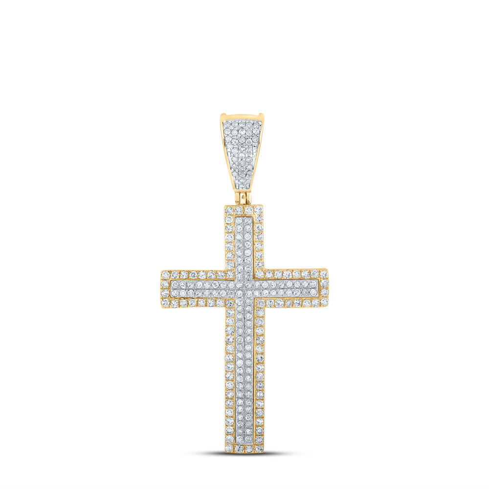 3/4CTW-NAT DIA P1 CROSS MENS CHARM Daisy Joyeria