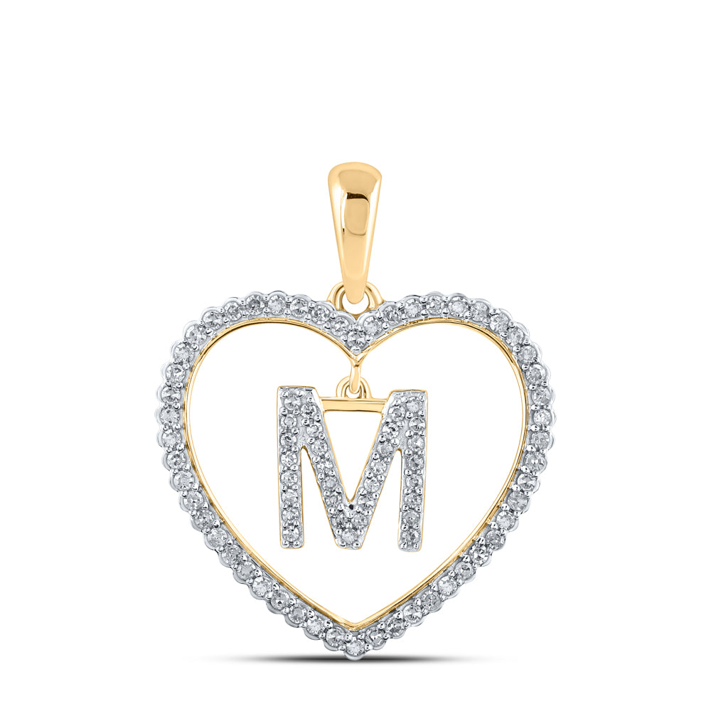 1/4CTW-DIA CN INITIAL "M" HEART PENDANT Daisy Joyeria