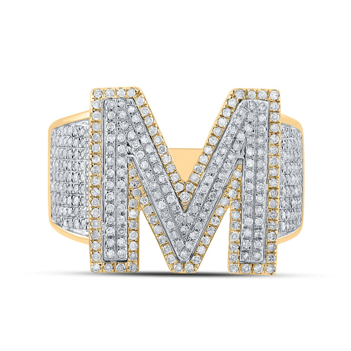 1 1/5CTW-DIA P1P2 INITIAL "M" MENS RING 10 Daisy Joyeria