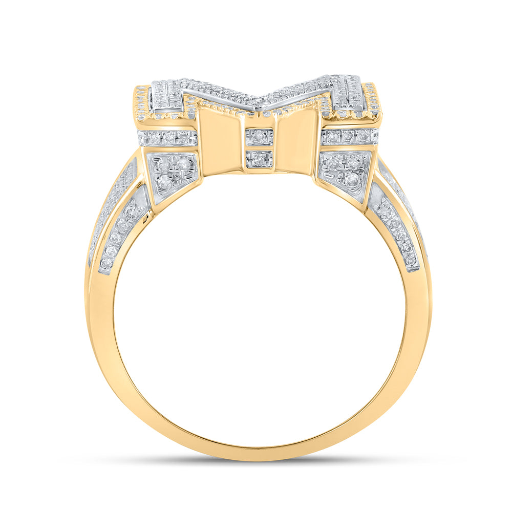 1 1/5CTW-DIA P1P2 INITIAL "M" MENS RING 10 Daisy Joyeria