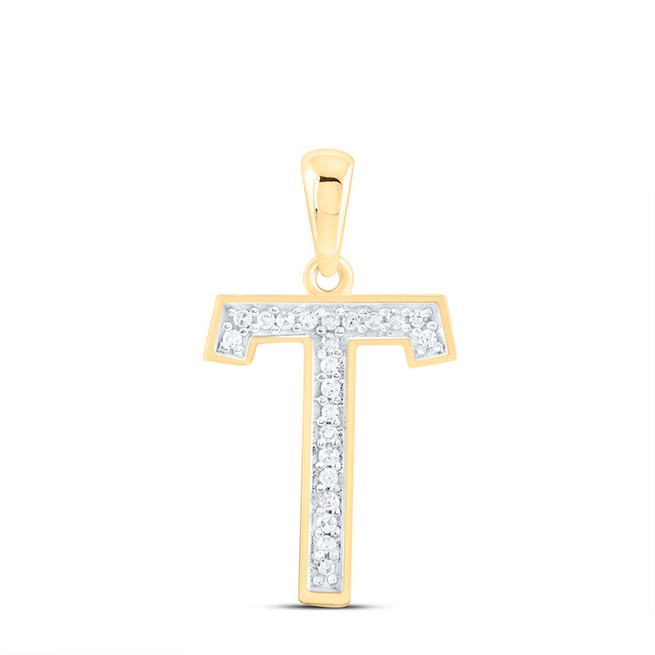 1/20CTW-NAT DIA P1 LADIES INITIAL "T" PENDANT Daisy Joyeria