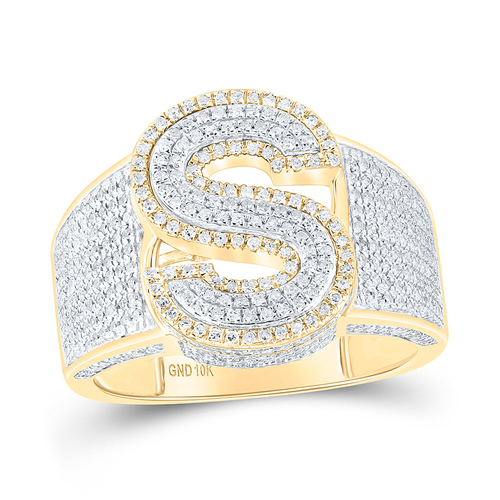 1 CTW-DIA P1P2 INITIAL "S" MENS RING 10 Daisy Joyeria