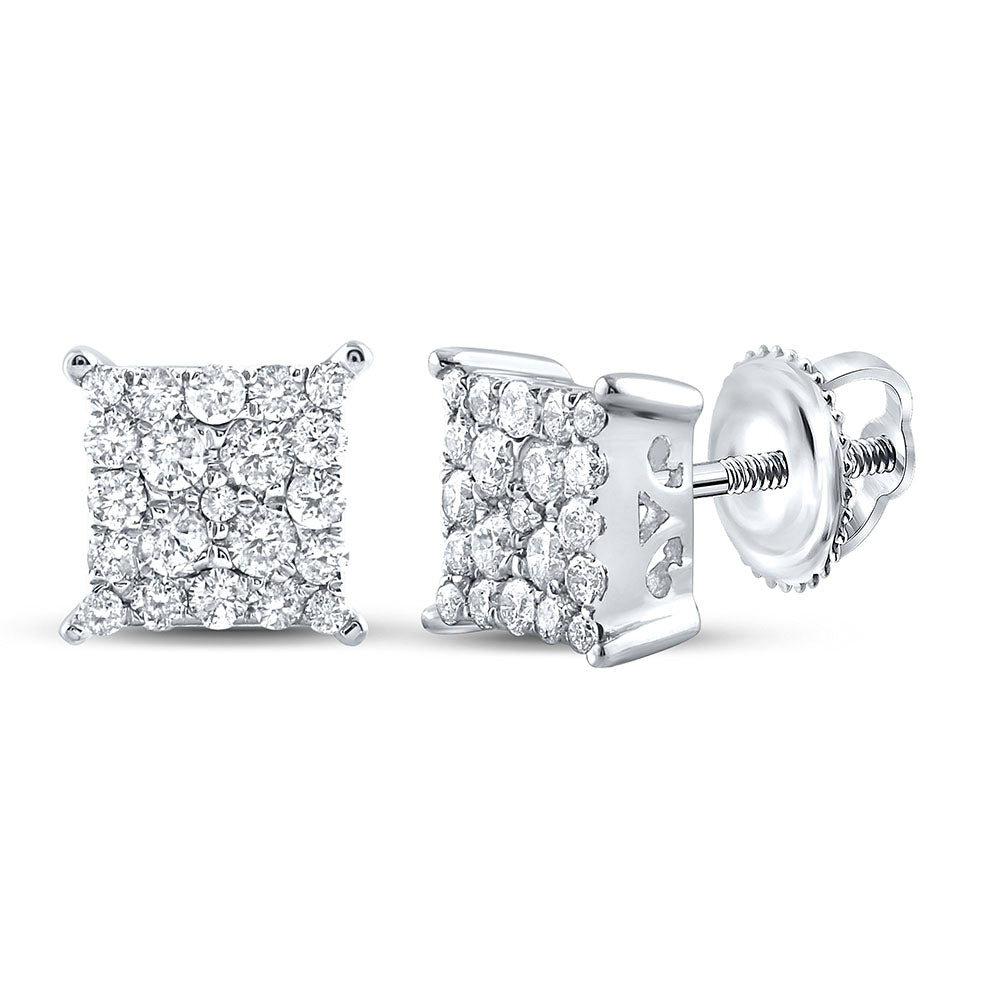 1/4CTW-NAT DIA NK FASHION SQUARE EARRING Daisy Joyeria