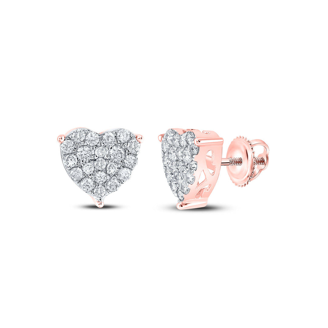 1CTW-NAT DIA NK FASHION HEART EARRING Daisy Joyeria