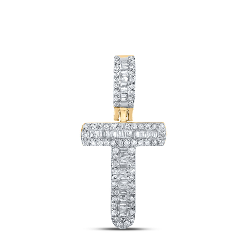 1/3CTW-DIA P1 MENS INITIAL "T" PENDANT Daisy Joyeria