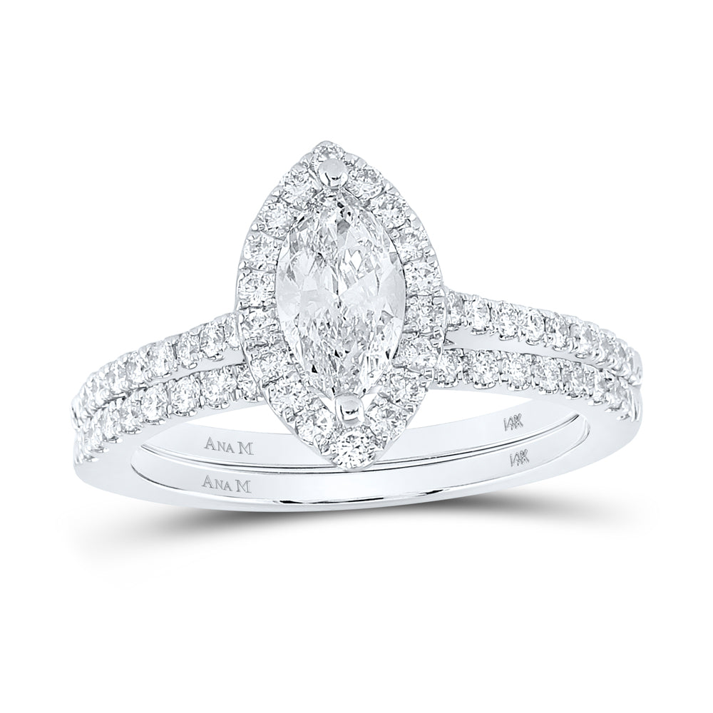 1 1/4CTW-DIA ANA M 3/4CT-CMQ BRIDAL SET SINGLE HALO 7 Daisy Joyeria