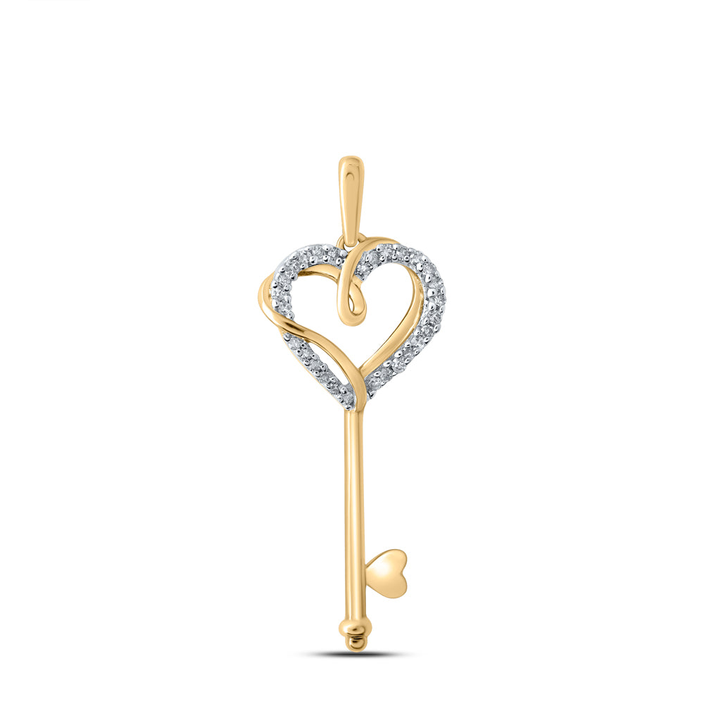 1/12CTW-DIA P2 GIFT HEART KEY PENDANT Daisy Joyeria