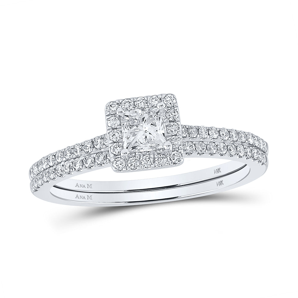 5/8CTW-DIA ANA M 1/3CT-CPR BRIDAL SET SINGLE HALO 7 Daisy Joyeria