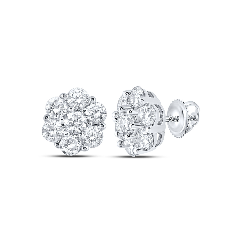 7/8CTW-DIA NK 7 STONE FLOWER EARRING Daisy Joyeria