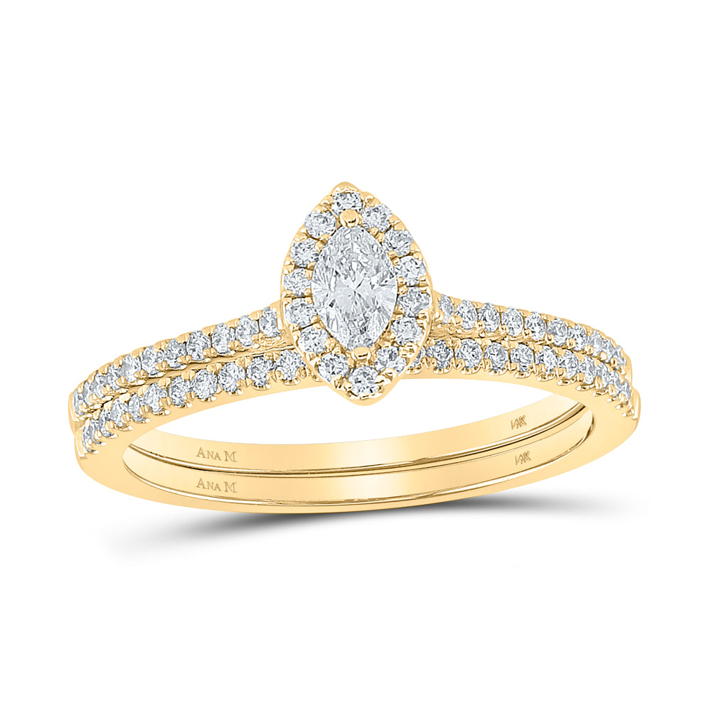 1/2CTW-DIA ANA M 1/5CT-CMQ BRIDAL SET SINGLE HALO 7 Daisy Joyeria
