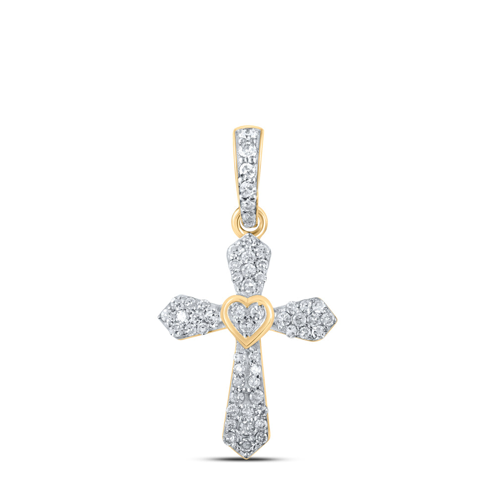 1/6CTW-DIA CN HEART CROSS PENDANT Daisy Joyeria