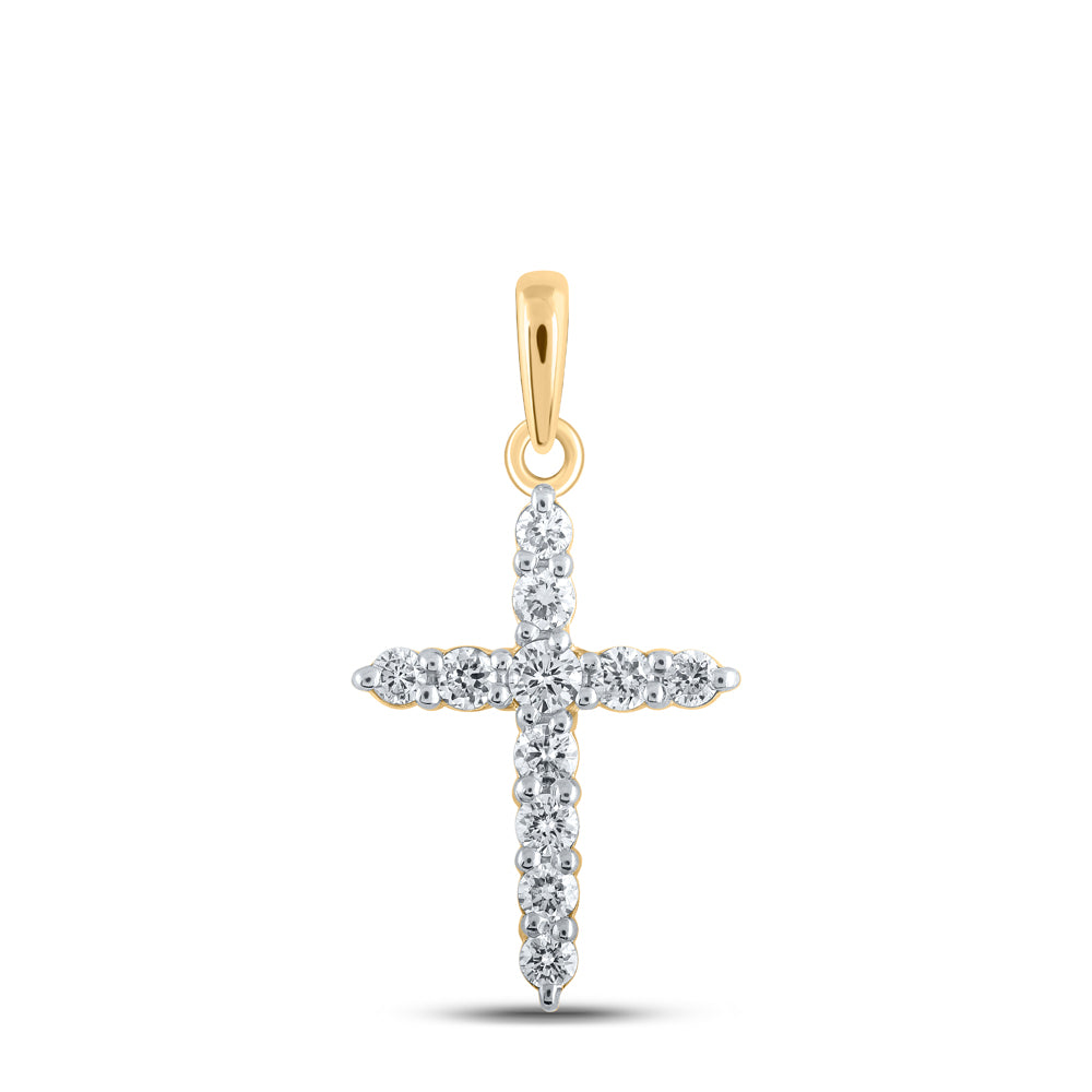 1/5CTW-DIA NK CROSS PENDANT Daisy Joyeria