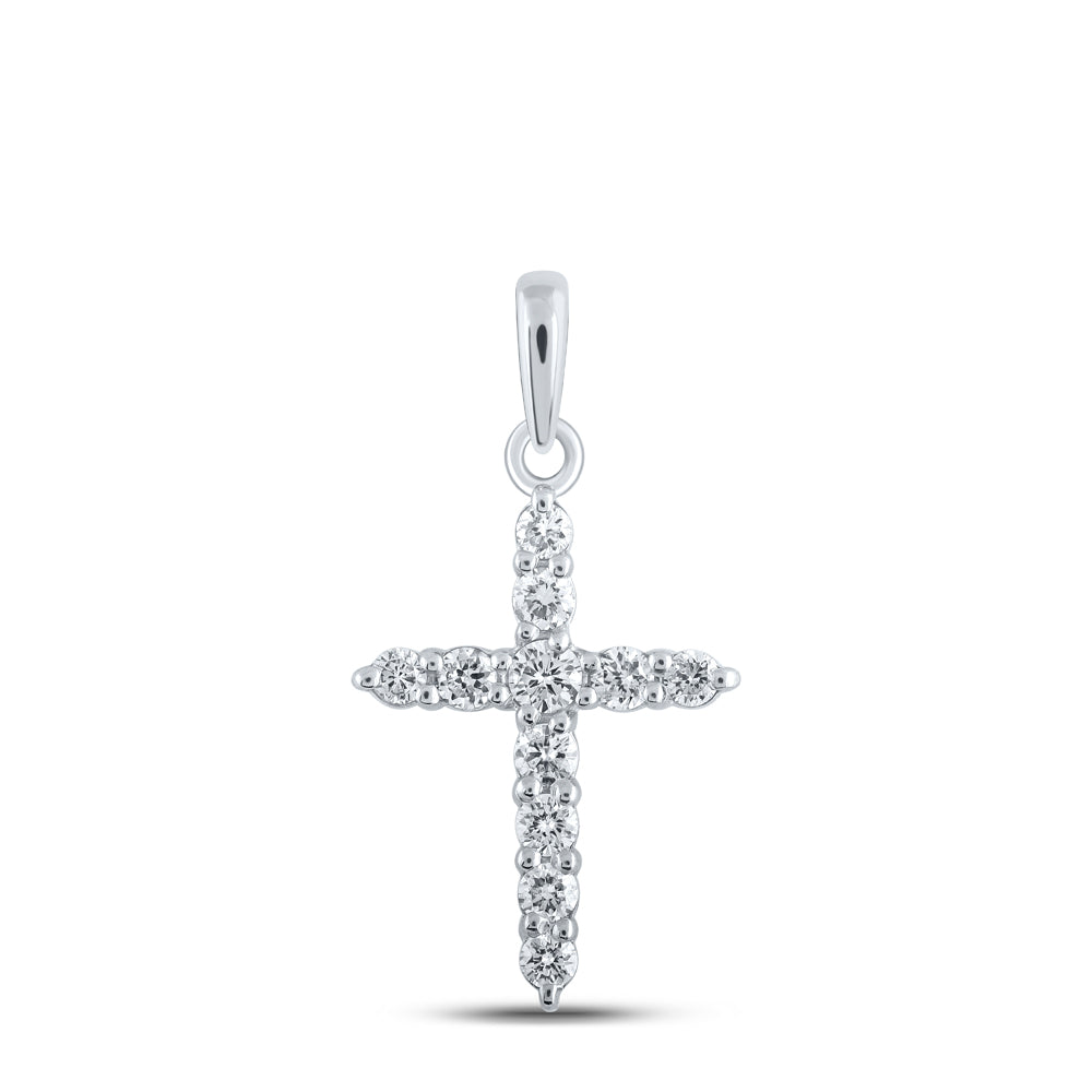 1/5CTW-DIA NK CROSS PENDANT Daisy Joyeria