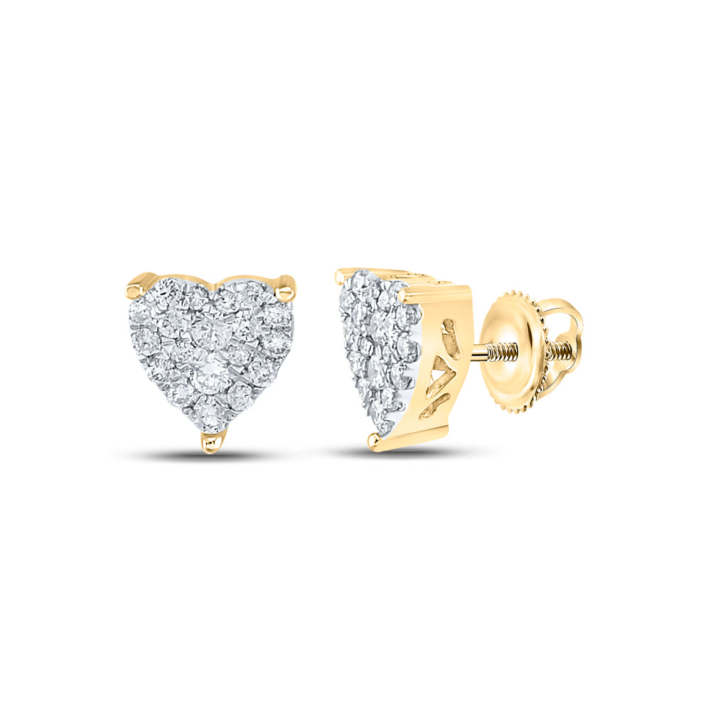 1/4CTW-NAT DIA NK FASHION HEART EARRING Daisy Joyeria