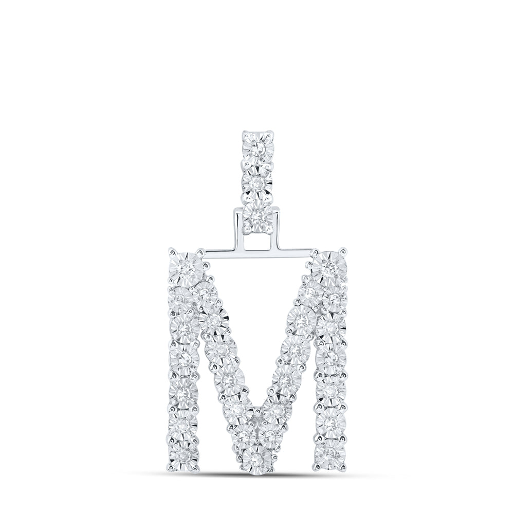 1/6CTW-DIA NK INITIAL "M" PENDANT Daisy Joyeria