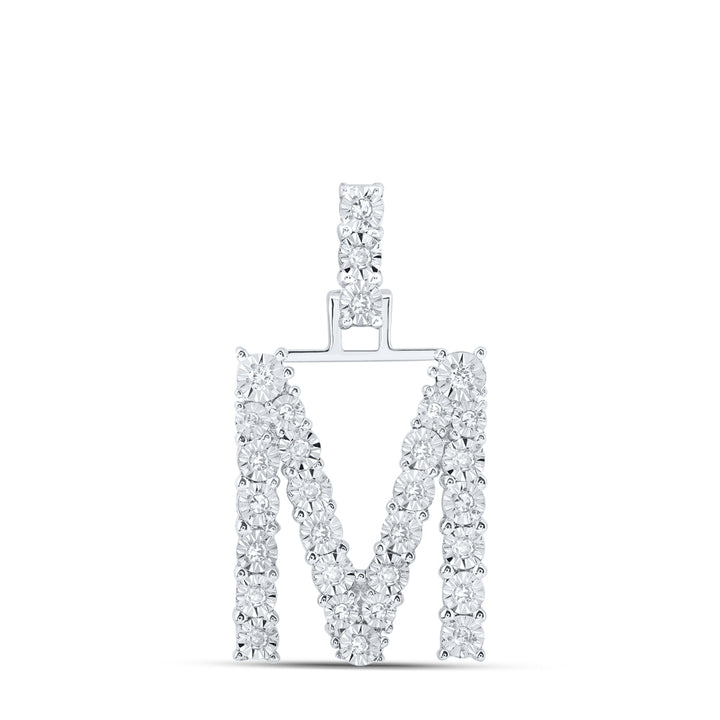 1/6CTW-DIA NK INITIAL "M" PENDANT Daisy Joyeria