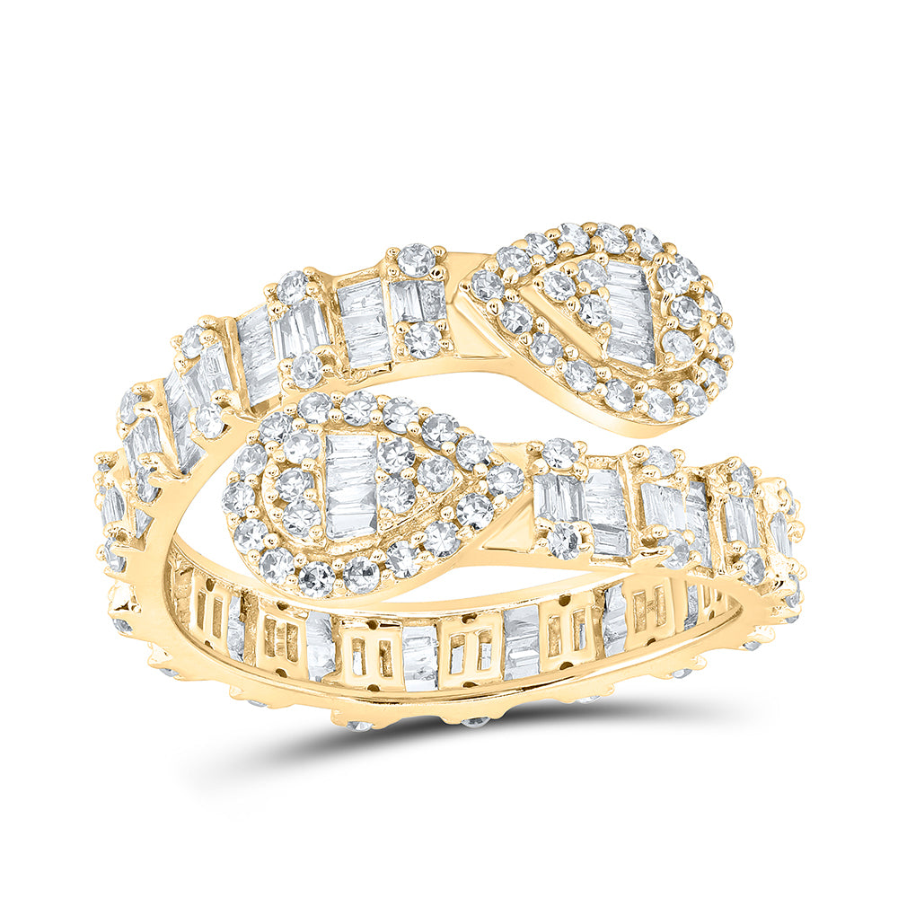 1CTW-NAT DIA NK PEAR SHAPE CUFF RING 7 Daisy Joyeria