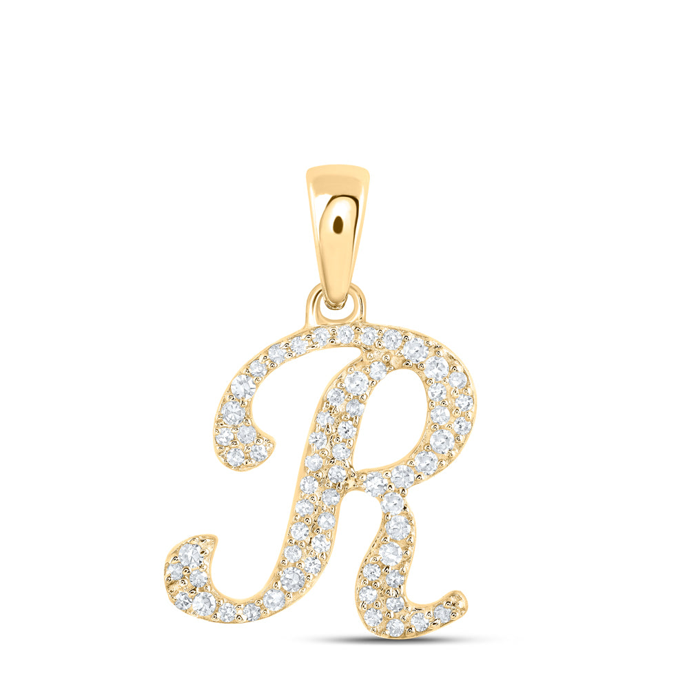 1/6CTW-NAT DIA NK INITIAL "R" PENDANT Daisy Joyeria