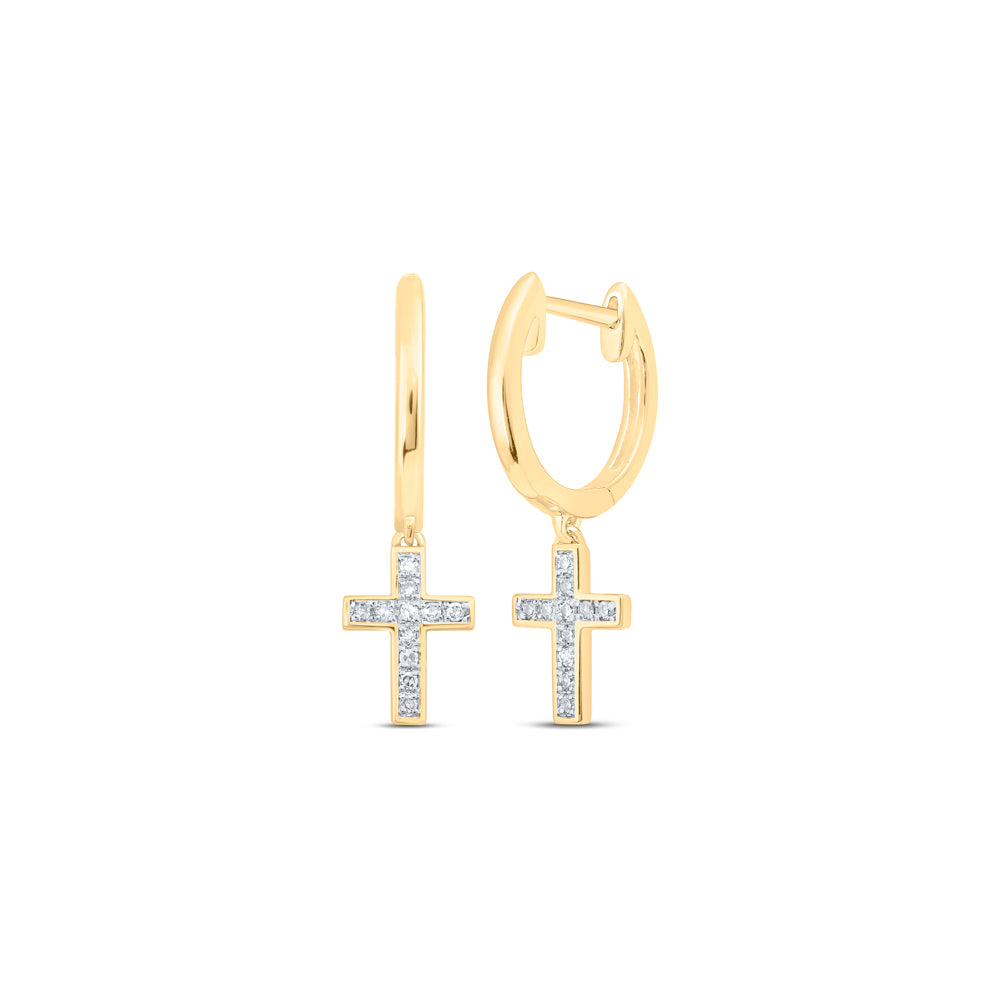 1/20CTW-NAT DIA NK CROSS HOOPS EARRING Daisy Joyeria
