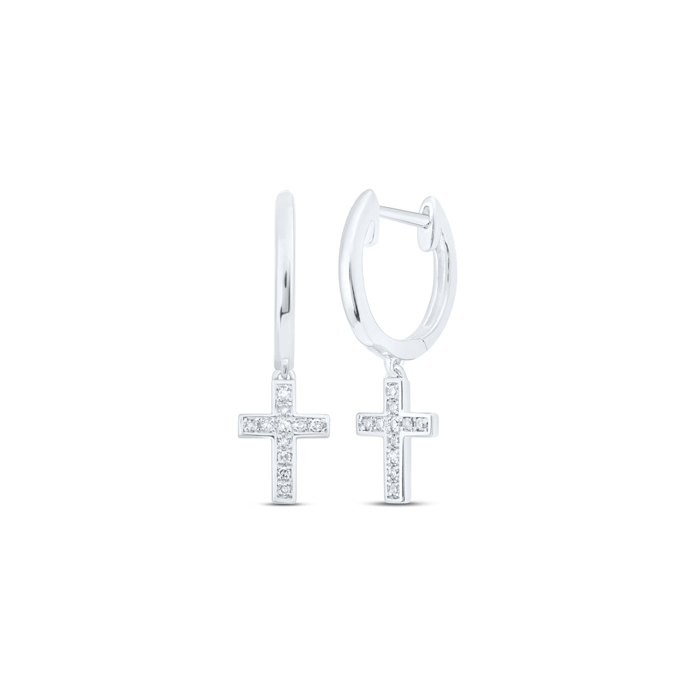 1/20CTW-NAT DIA NK CROSS HOOPS EARRING Daisy Joyeria