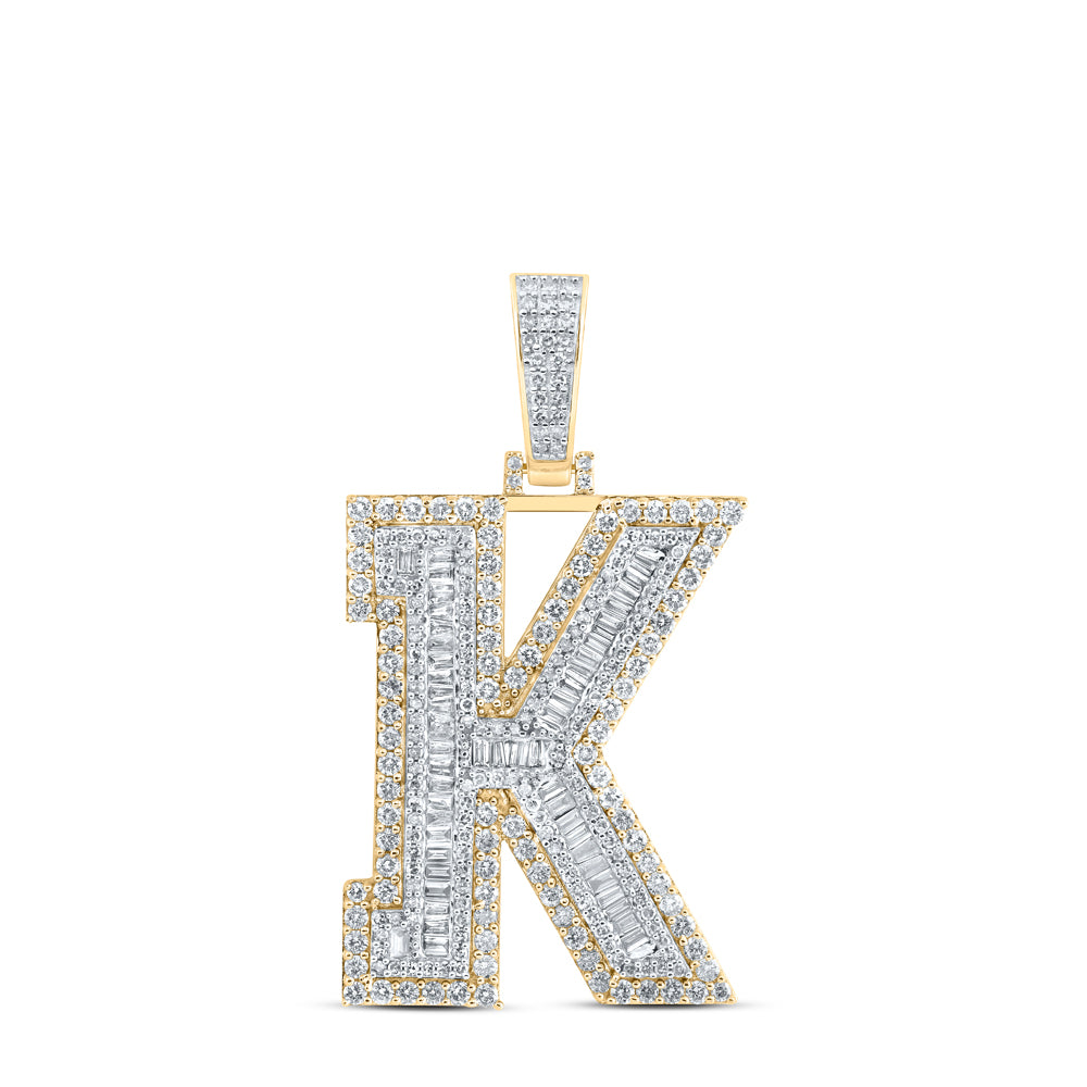 3CTW-NAT DIA NK MENS INITIAL "K" PENDANT Daisy Joyeria