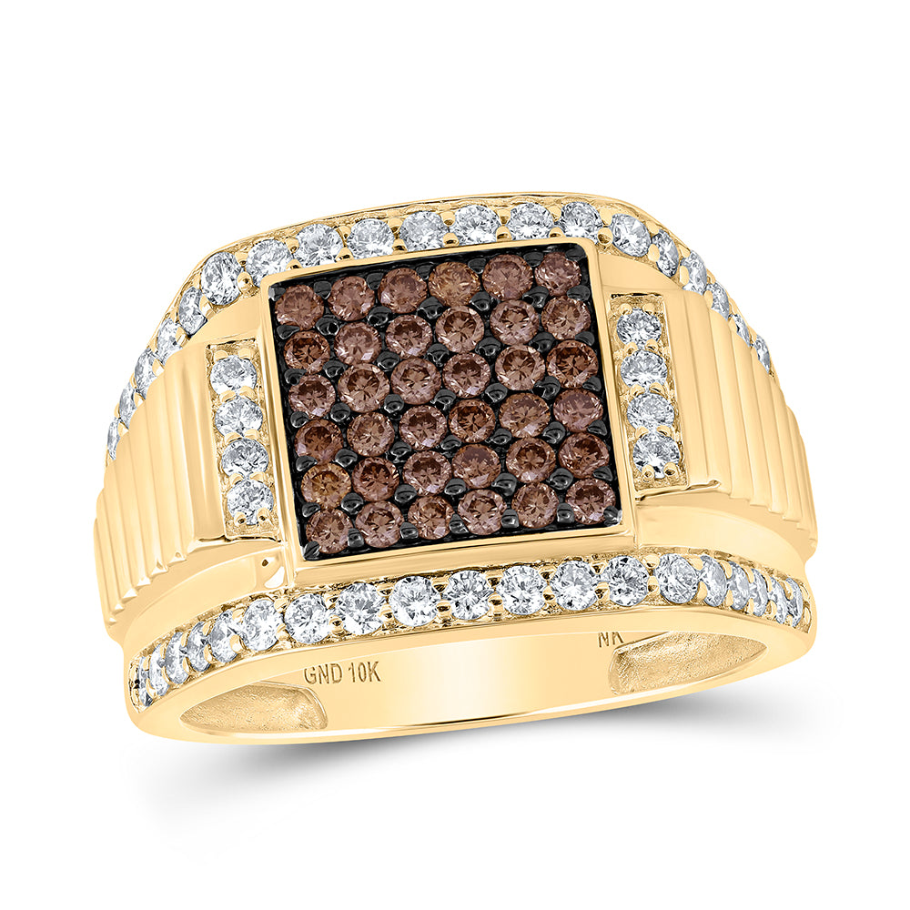 1 5/8CTW-NAT DIA NK COGNAC NATURAL MENS RING 10 Daisy Joyeria
