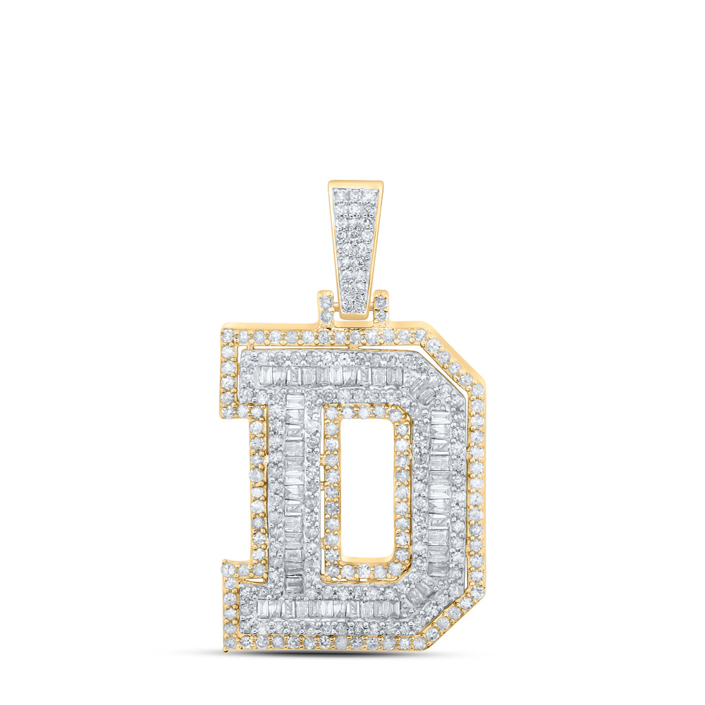 7/8CTW-NAT DIA P1 INITIAL "D" MENS PENDANT Daisy Joyeria