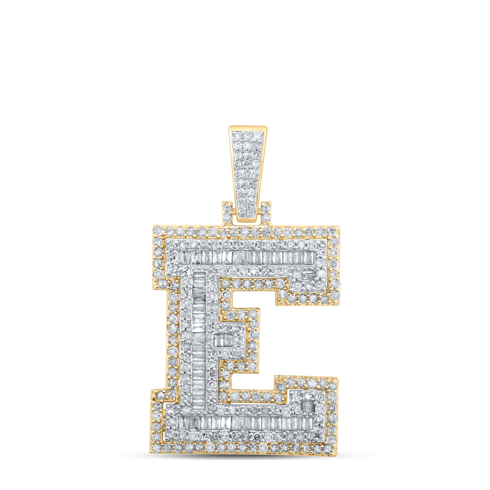 7/8CTW-NAT DIA P1 INITIAL "E" MENS PENDANT Daisy Joyeria