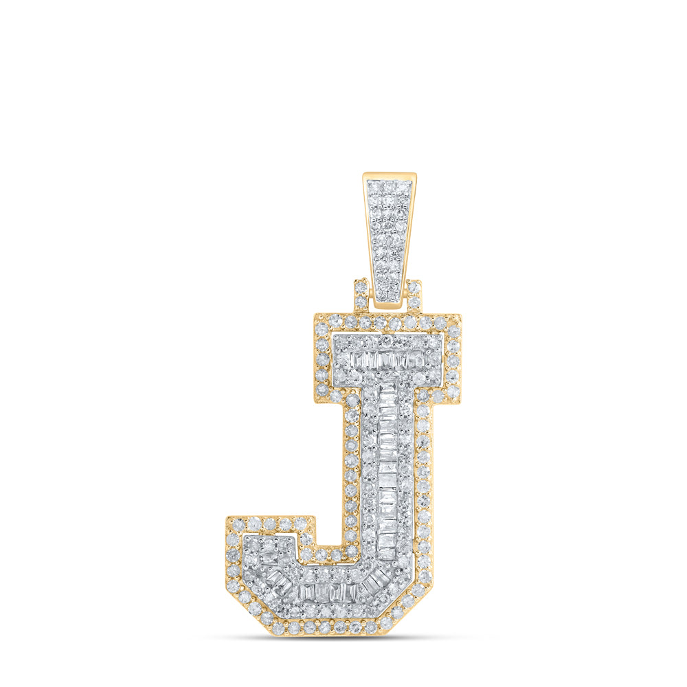 5/8CTW-NAT DIA P1 INITIAL "J" MENS PENDANT Daisy Joyeria