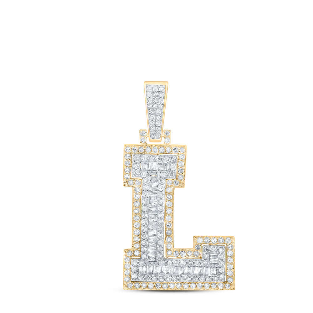 5/8CTW-NAT DIA P1 INITIAL "L" MENS PENDANT Daisy Joyeria