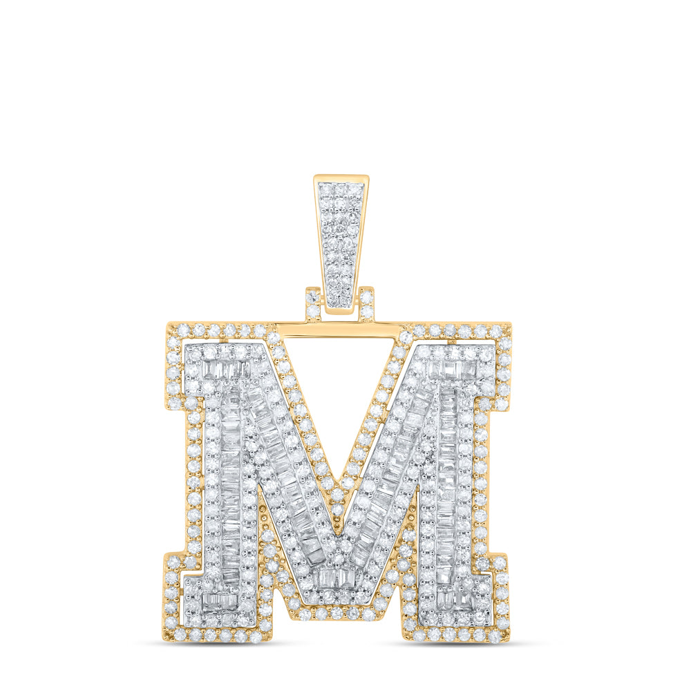 1CTW-NAT DIA P1 INITIAL "M" MENS PENDANT Daisy Joyeria