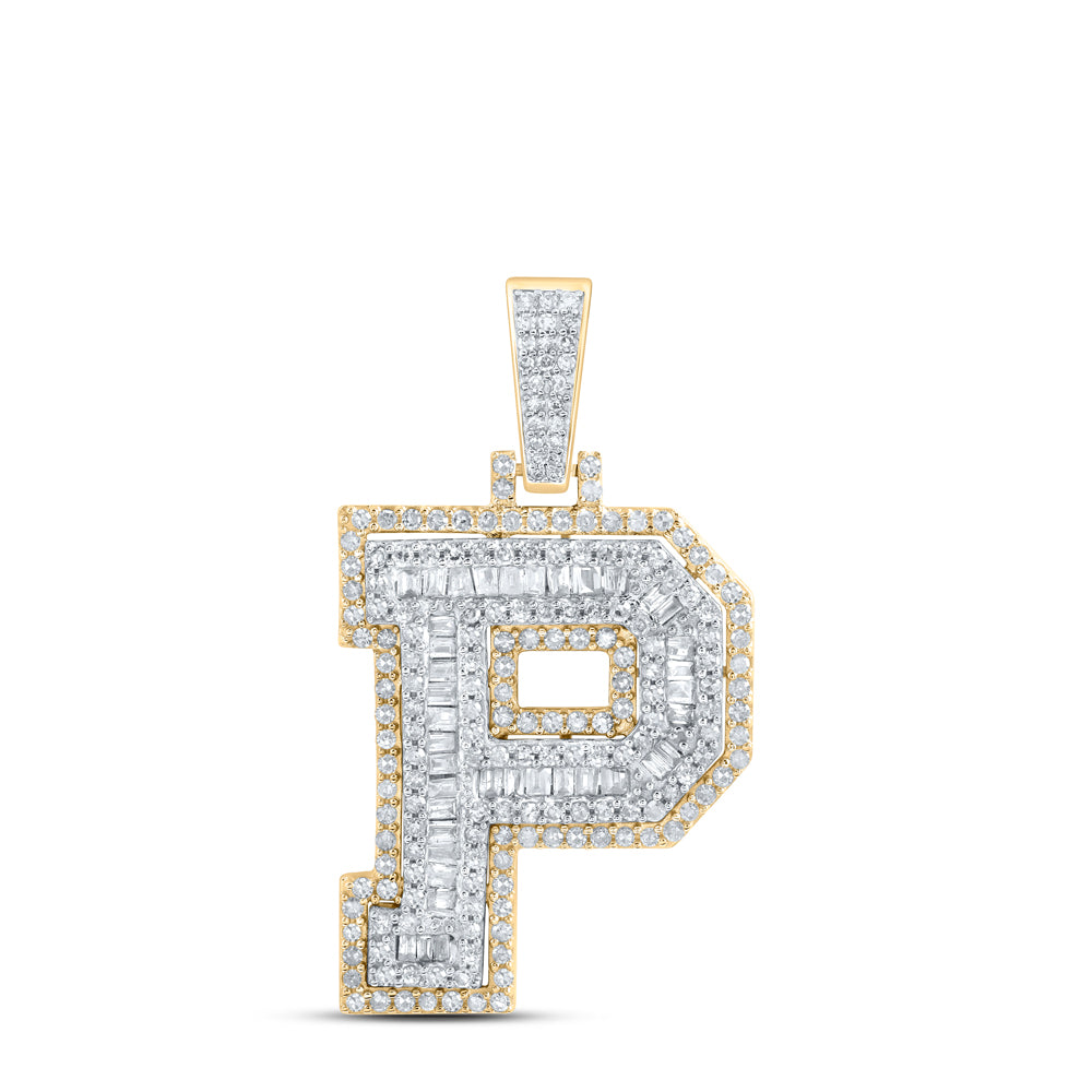 3/4CTW-NAT DIA P1 INITIAL "P" MENS PENDANT Daisy Joyeria