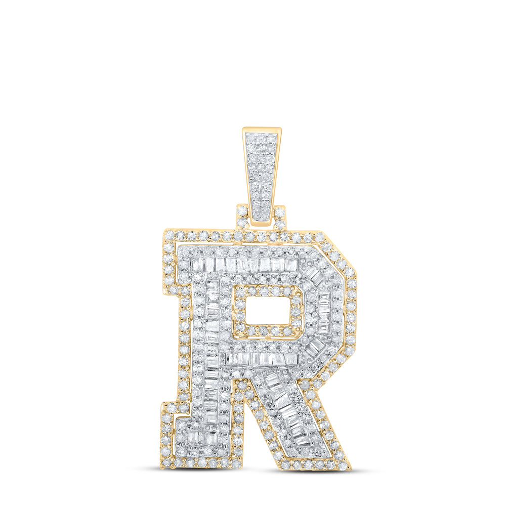7/8CTW-NAT DIA P1 INITIAL "R" MENS PENDANT Daisy Joyeria