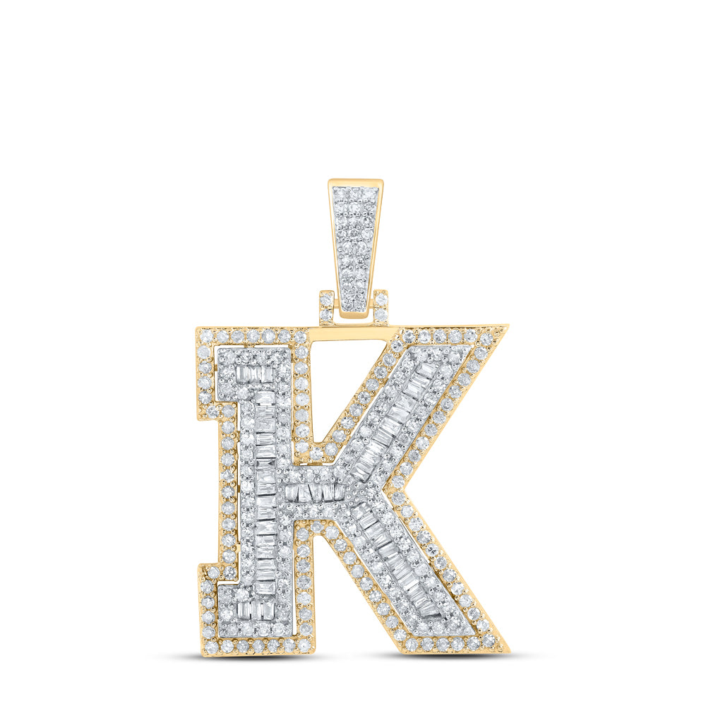 1CTW-NAT DIA P1 INITIAL "K" MENS PENDANT Daisy Joyeria