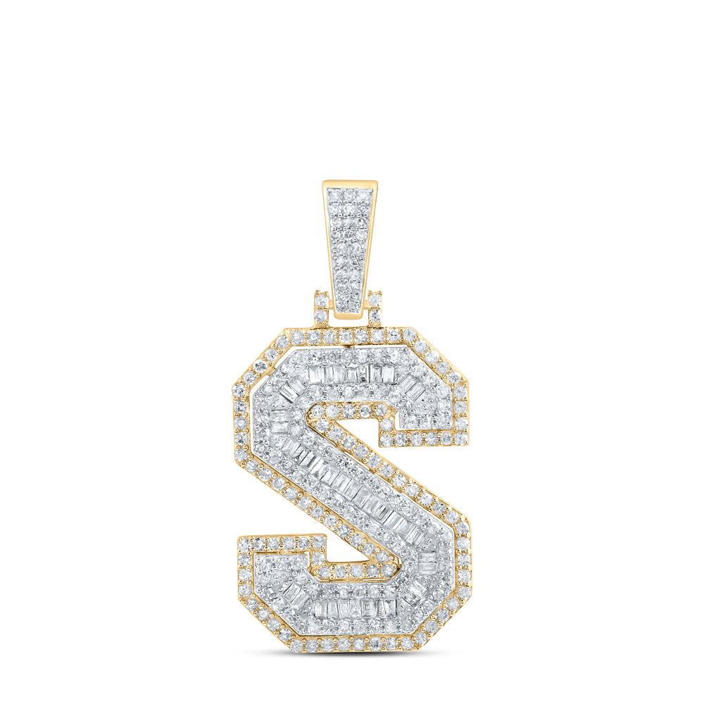 1CTW-NAT DIA P1 INITIAL "S" MENS PENDANT Daisy Joyeria