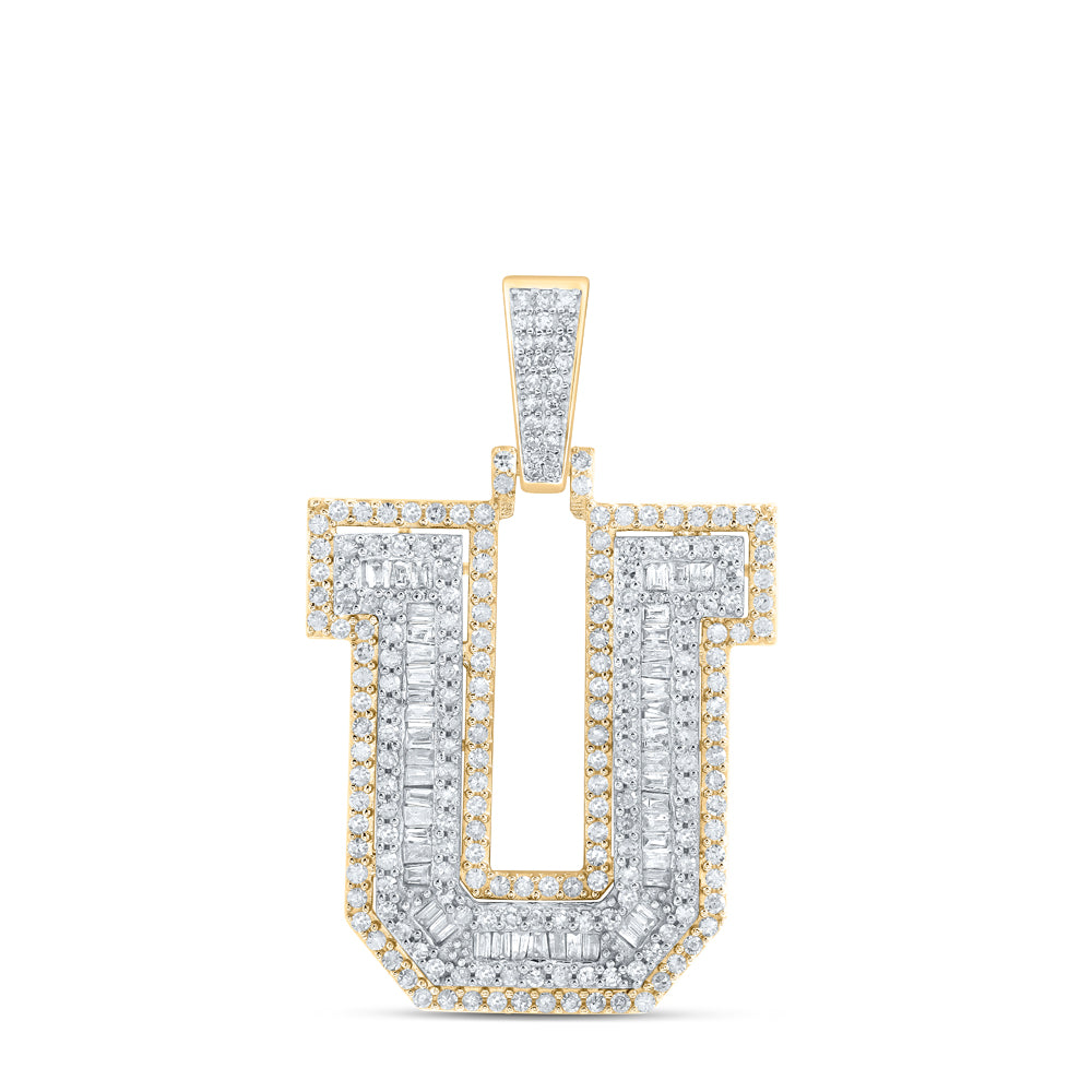 1CTW-NAT DIA P1 INITIAL "U" MENS PENDANT Daisy Joyeria