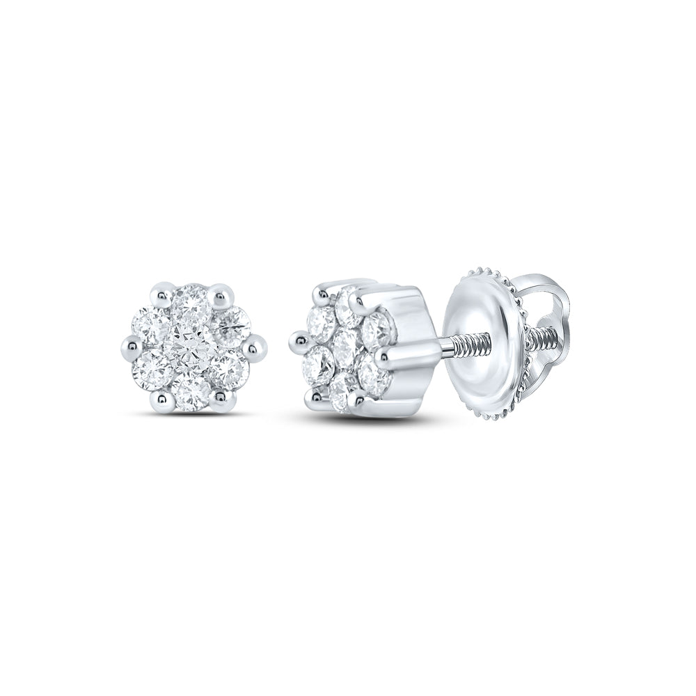 1/6CTW-NAT DIA NK FASHION FLOWER EARRING Daisy Joyeria