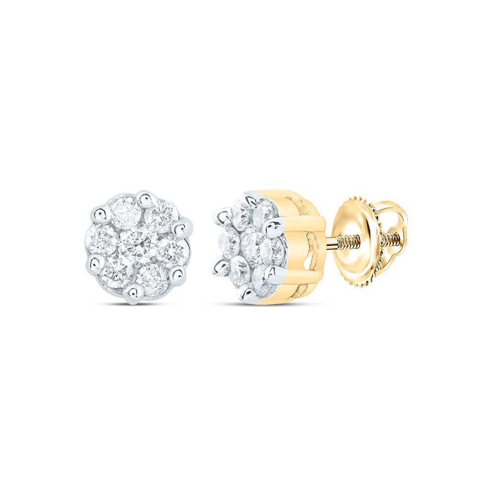 1/4CTW-NAT DIA NK FLOWER EARRING Daisy Joyeria