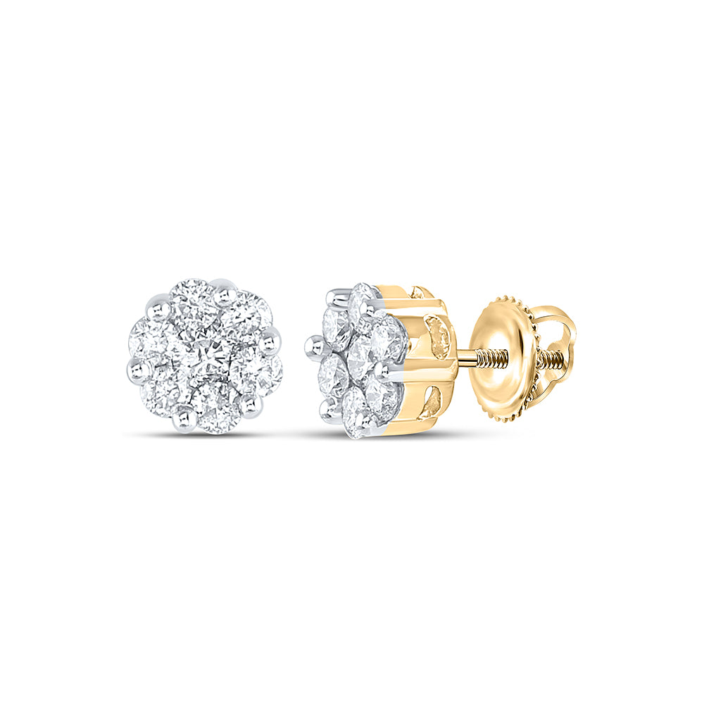 1CTW-NAT DIA NKE 2*0.14CT-CRD 12*0.06CTS FLOWER EARRING CERT Daisy Joyeria