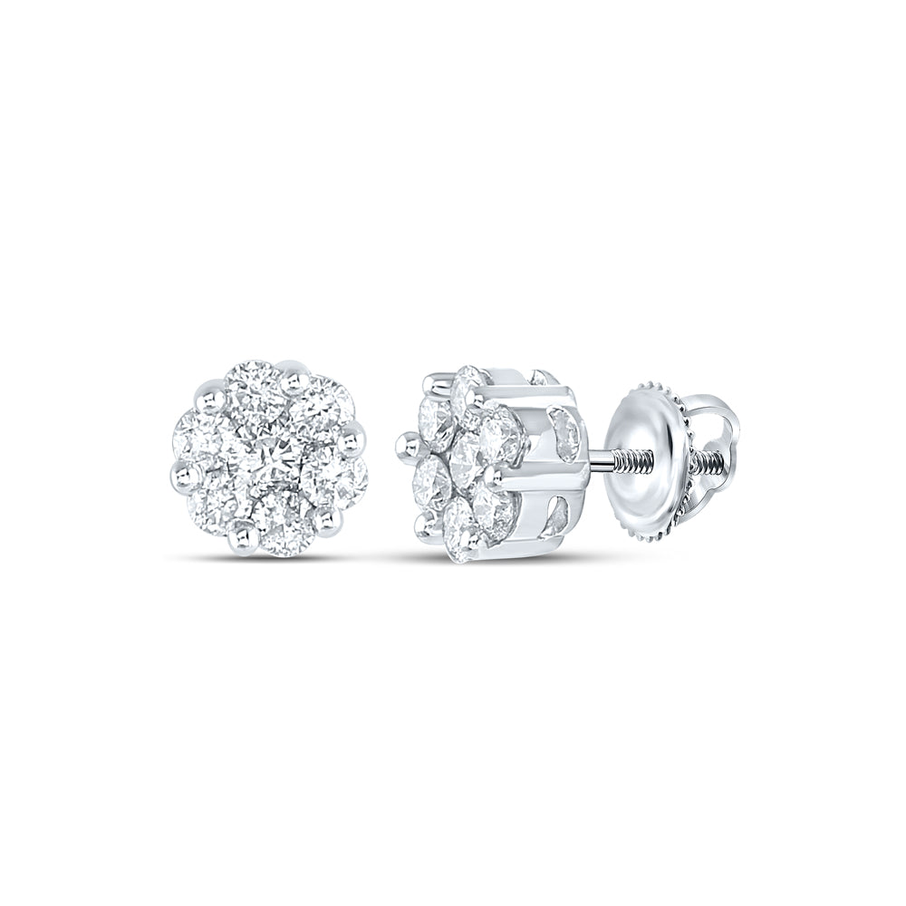 1CTW-NAT DIA NKE 2*0.14CT-CRD 12*0.06CTS FLOWER EARRING CERT Daisy Joyeria